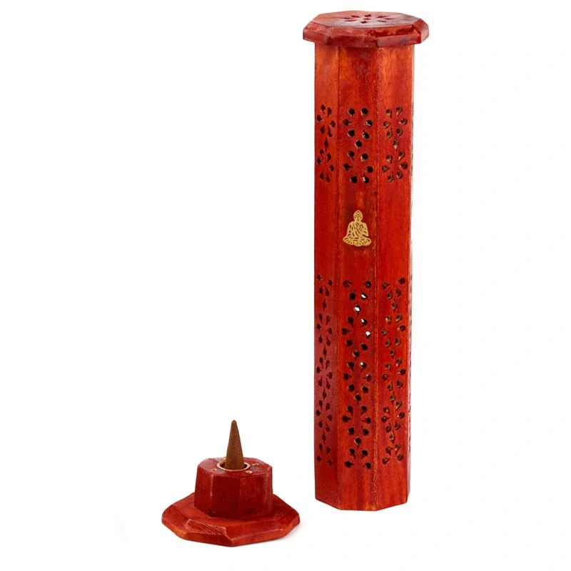 Dřevěná věž - stojánek na vonné tyčinky - Buddha