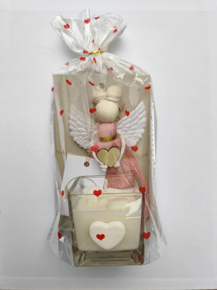 Andělka růžová a sojová Svíčka ve skle