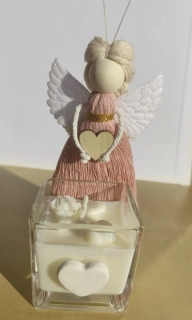 Andělka růžová a sojová Svíčka ve skle