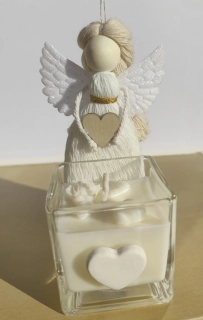 Andělka bílá a sojová Svíčka ve skle